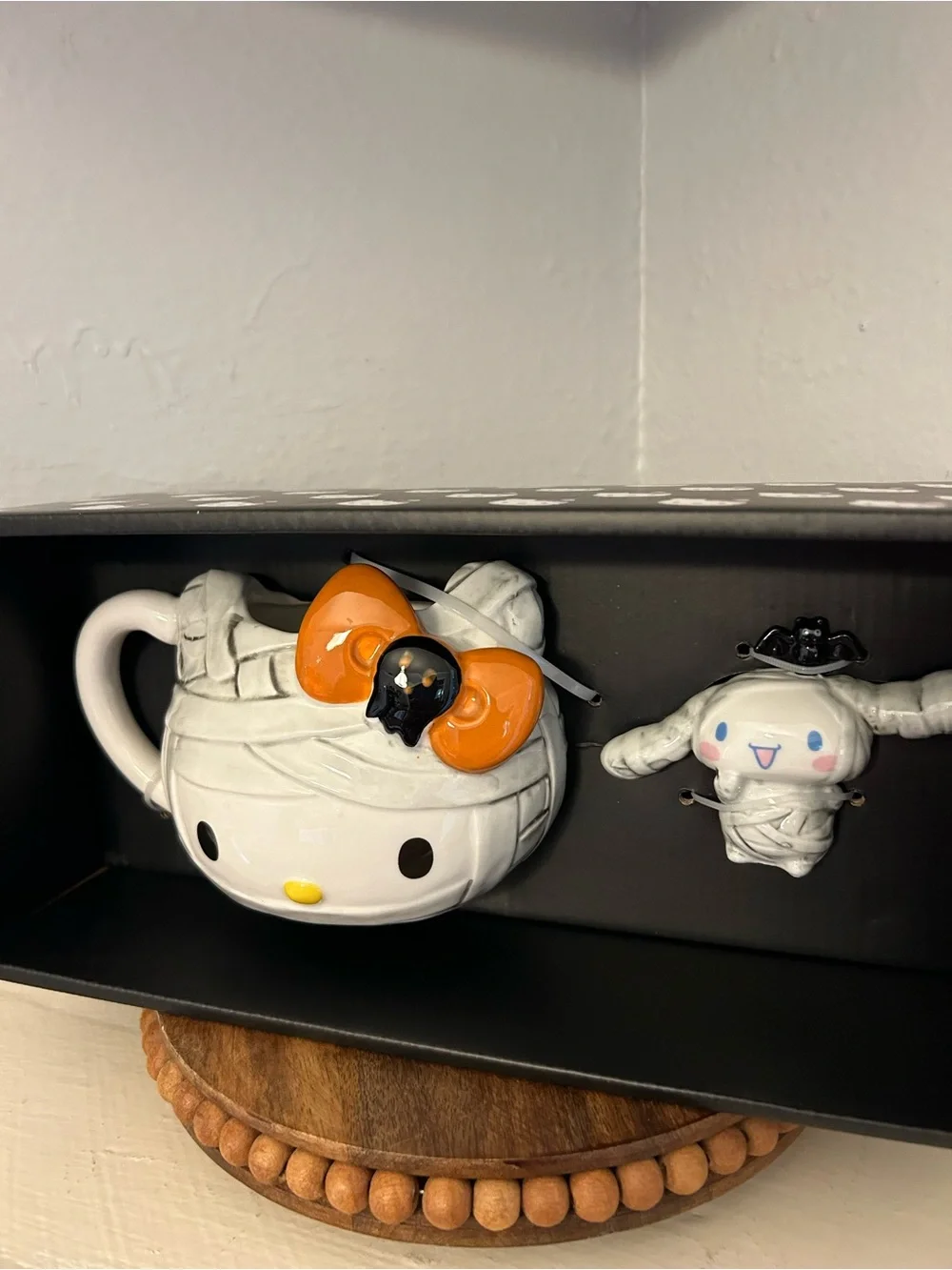 Blue Sky Hello Kitty White Mummy Mug with Orange Bow Accent